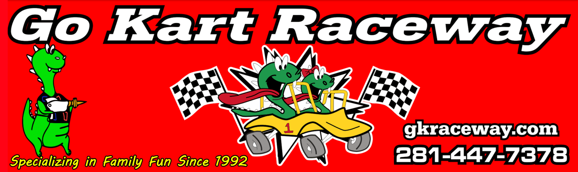 A red banner with the words " kart racing ".