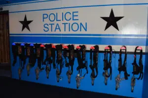 Police station place of equipping laser guns| Go-kart Raceway