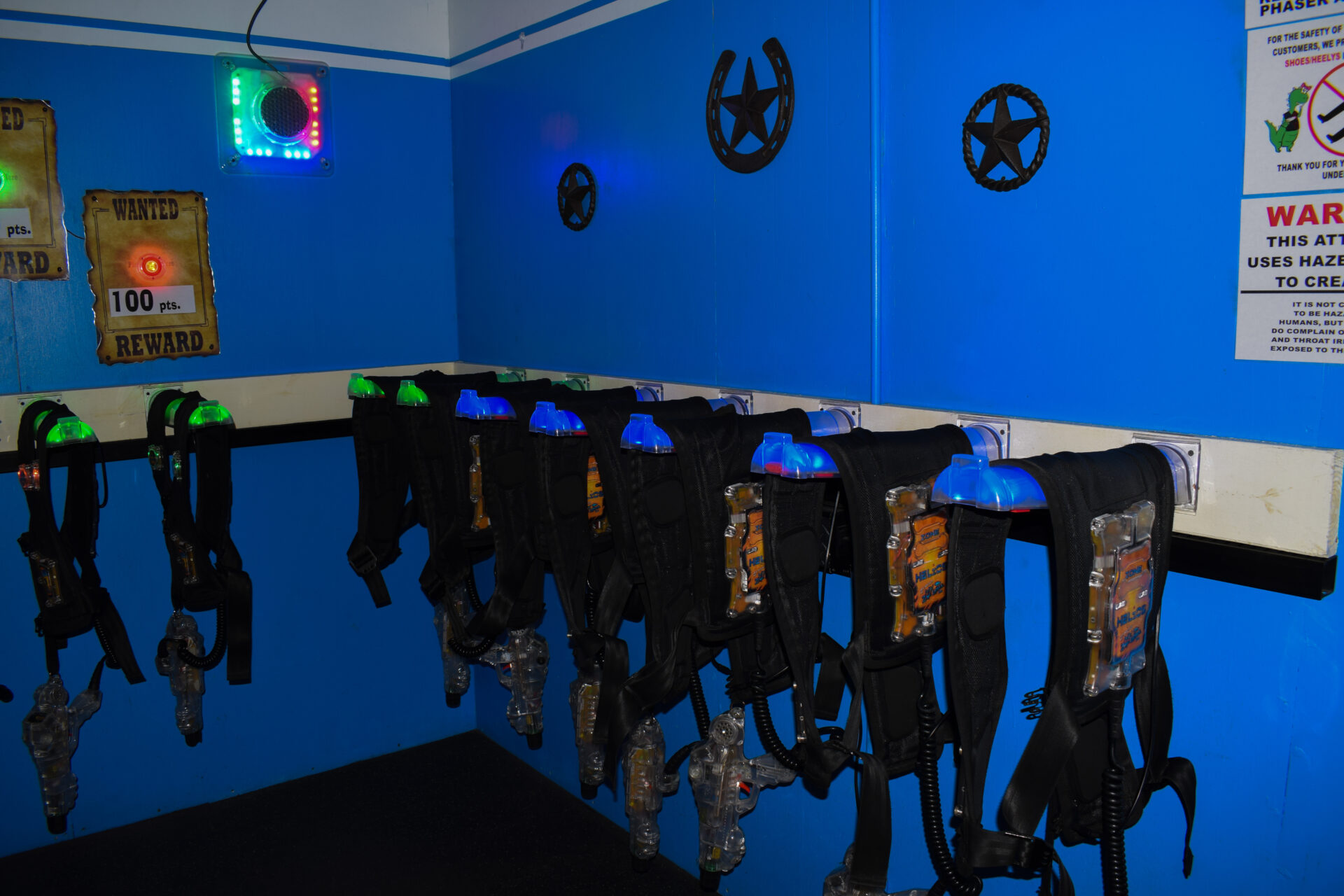 Laser tag station with laser guns and jackets| Go-kart Raceway