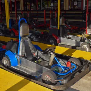 Side view of a Super Go Kart with blue edges