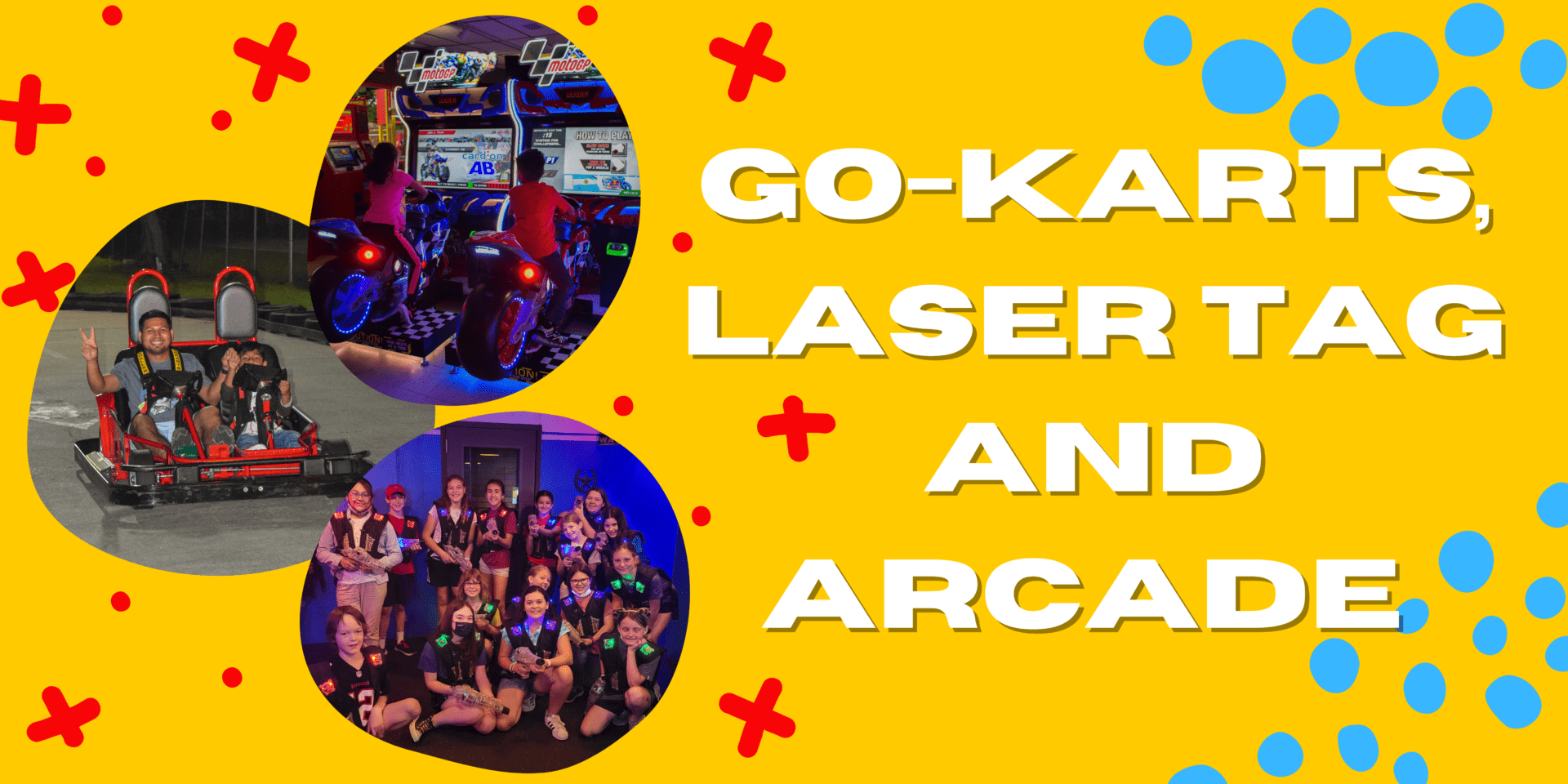 Go karts, Laser Tag and Arcade flyer on the website